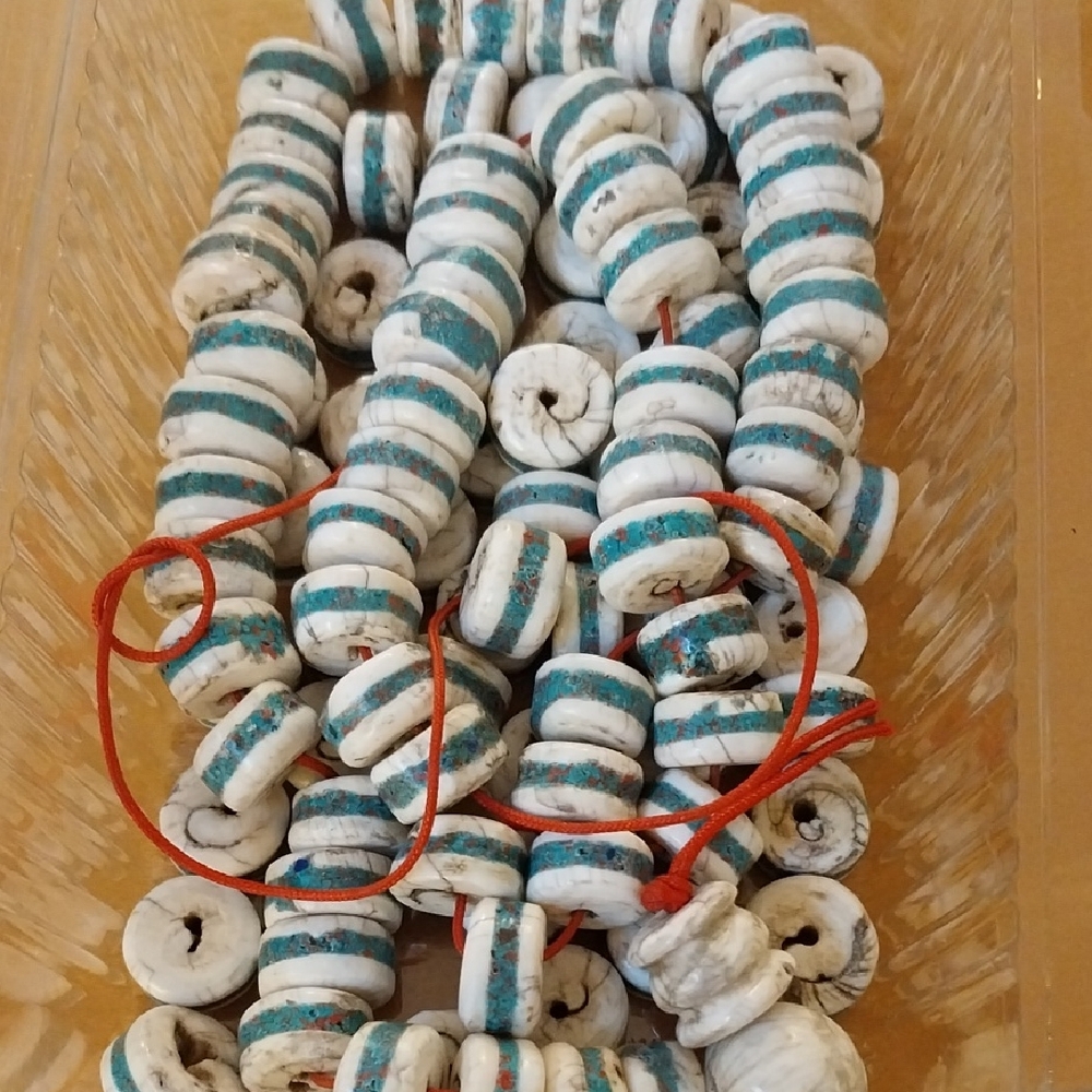 Africian White and Turquoise Beads